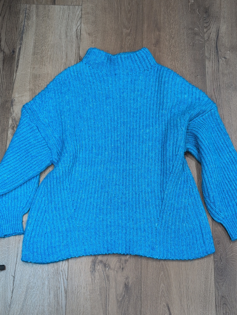 Vici Bright Blue Ribbed Cowl Neck Sweater